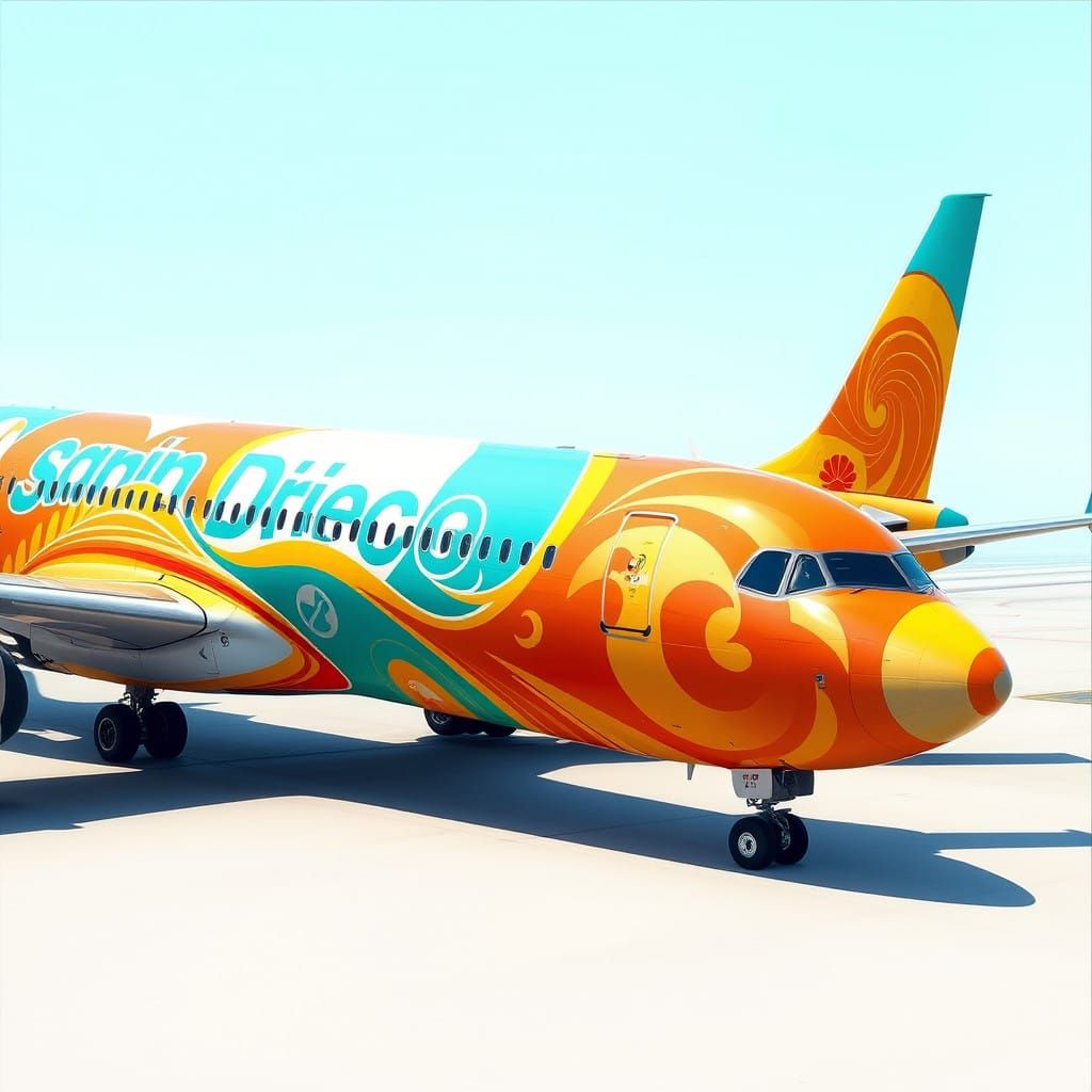 Vibrant Beach-Inspired Airliner in California Coastal Style