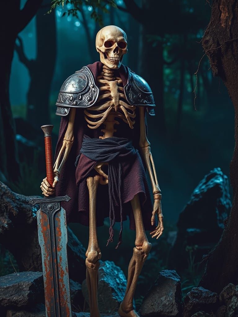 Skeletal Warrior in Dark Fantasy Forest