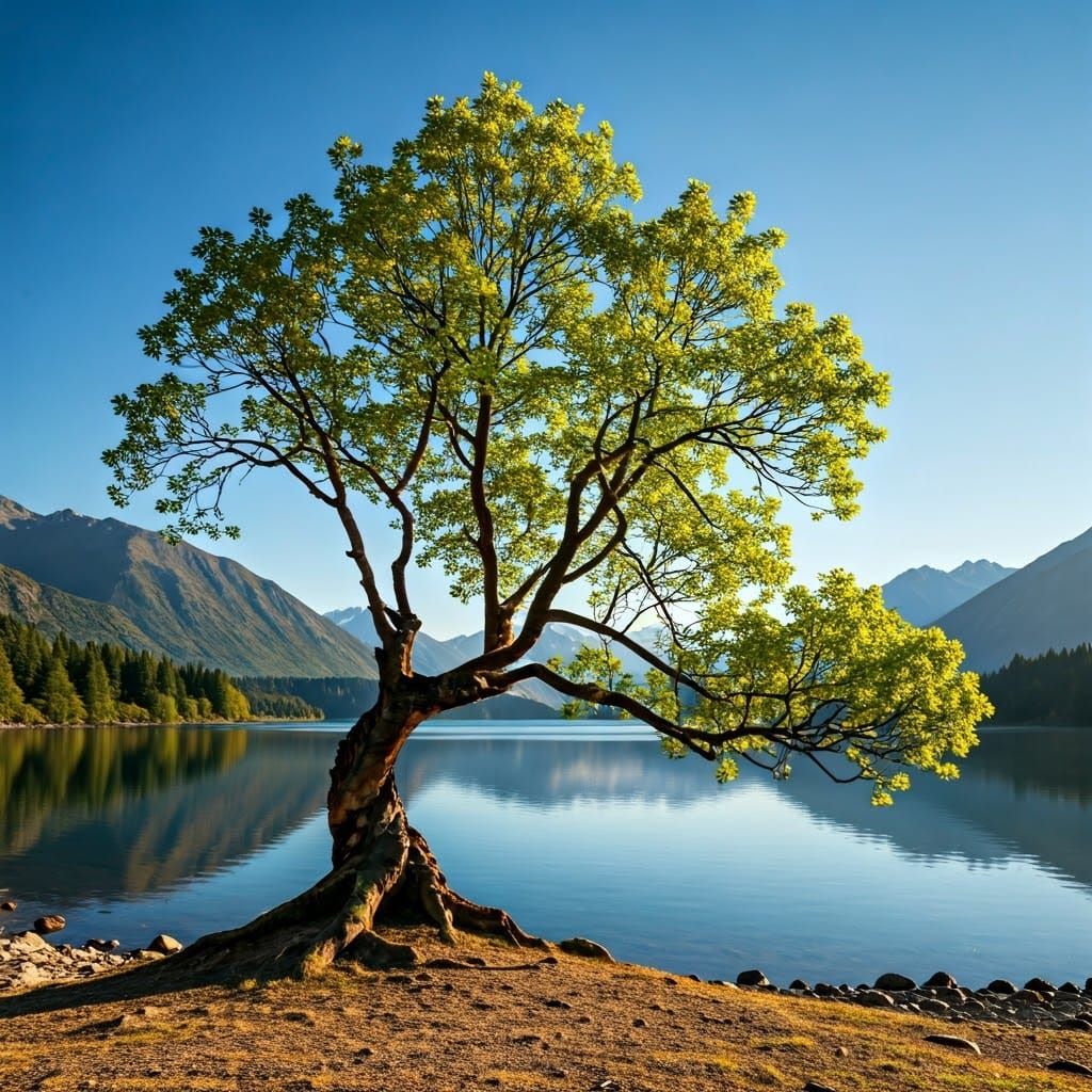 Majestic Tree Reflected in Serene Lake