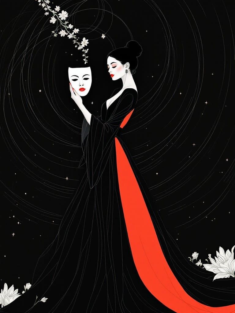 Surreal Portrait of Elegance in Bold Minimalism