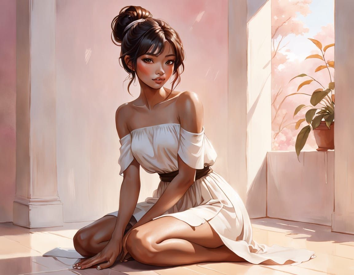 Elegant Indian Woman in Serene Poolside Pose