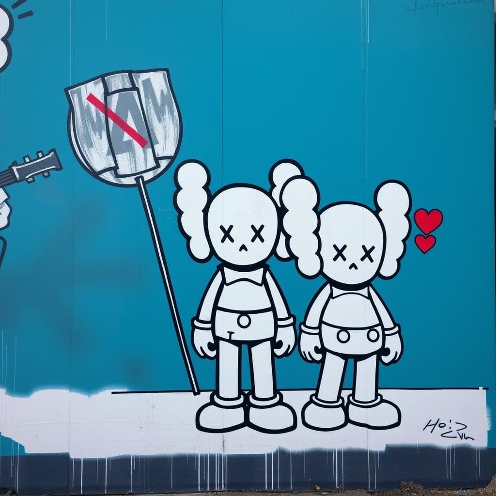 Street Art Collective in Graphic Realism Style