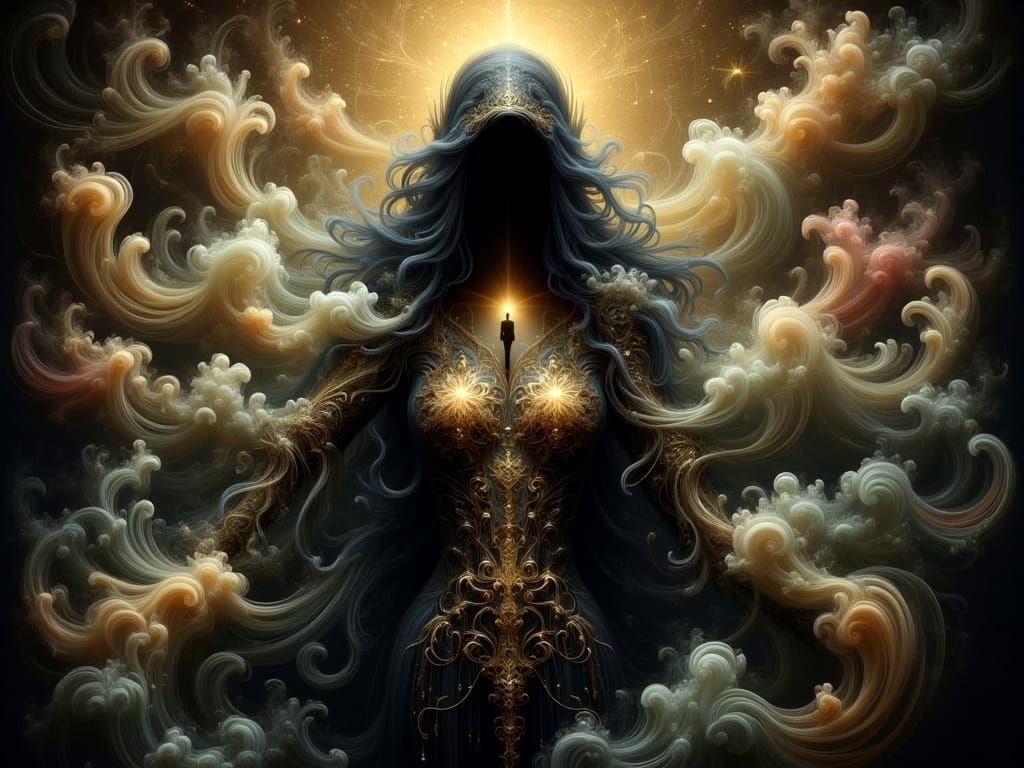 Ethereal Cosmic Rider in Mysterious Double Exposure