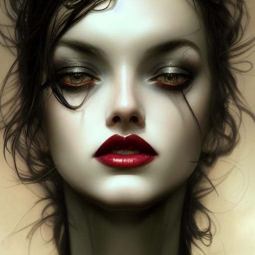 Gaunt Goth Girl Portrait with Dark Accents