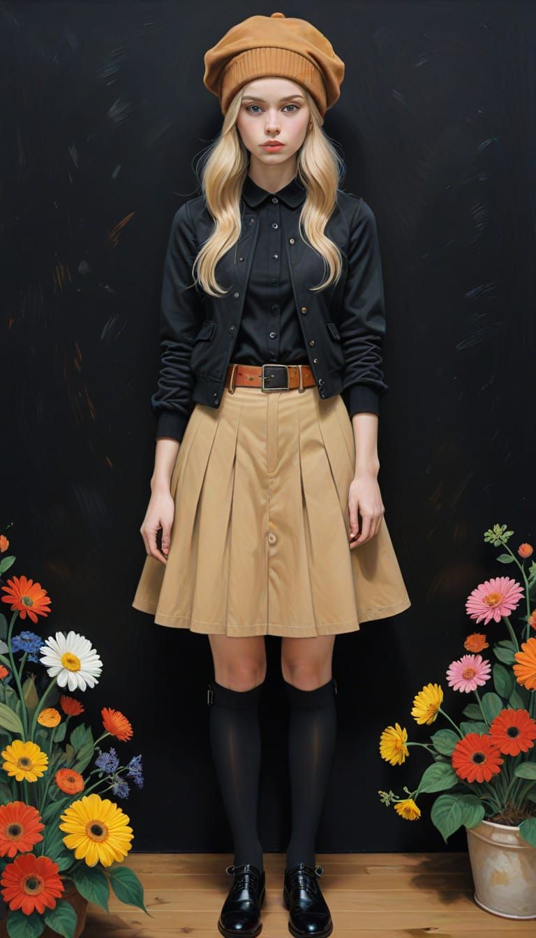 Fall Fashion Woman in Black Jacket and Beanie