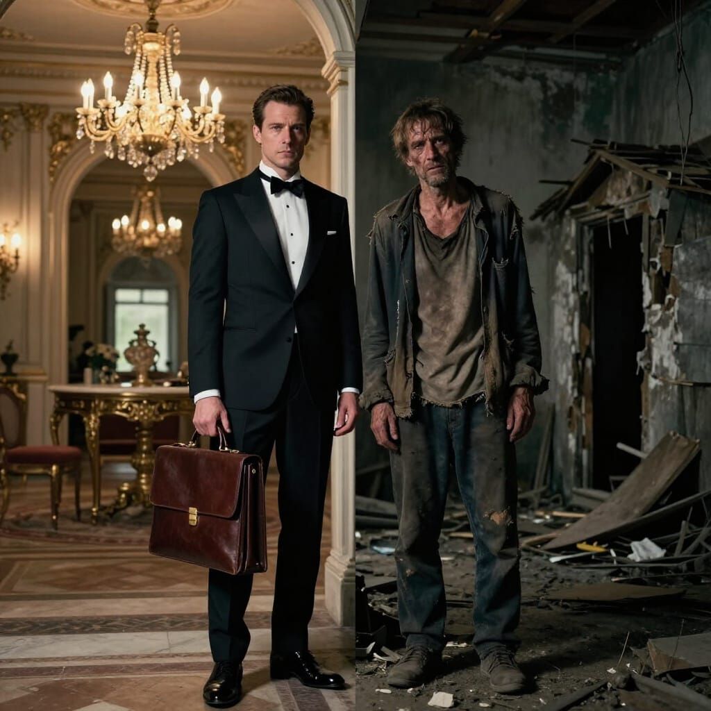 Dual Life Portrait: Rich vs Poor Man