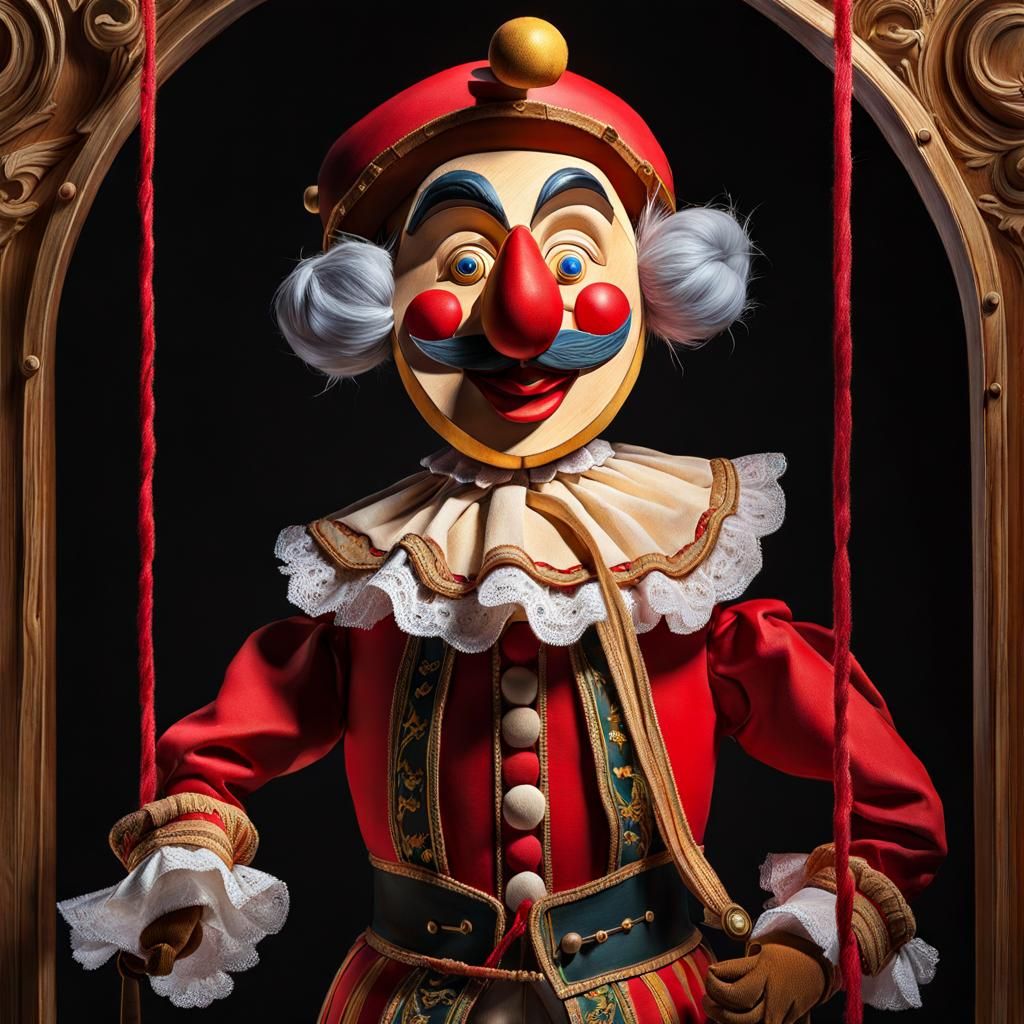 Mr. Punch Marionette in Gouache Style