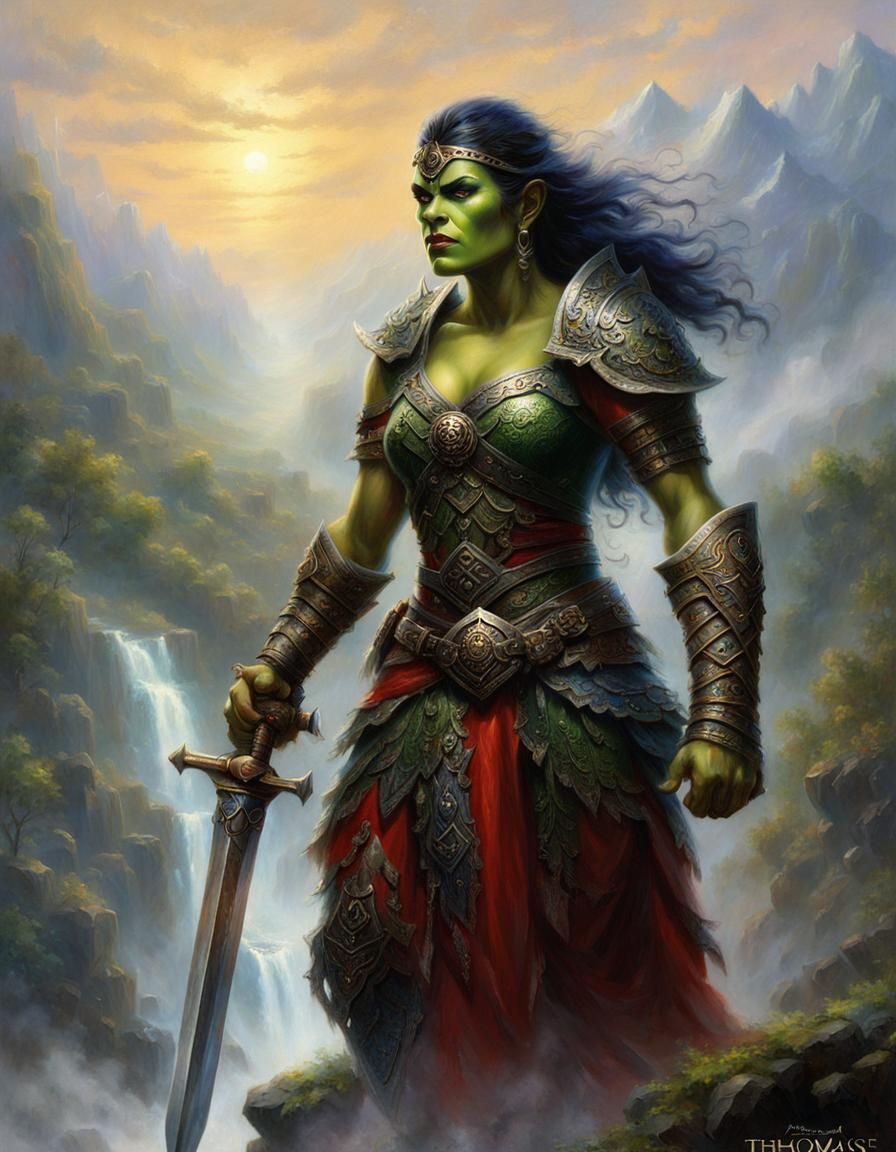 Ethereal Orc Warrior in Hyperdetailed Fantasy Mist
