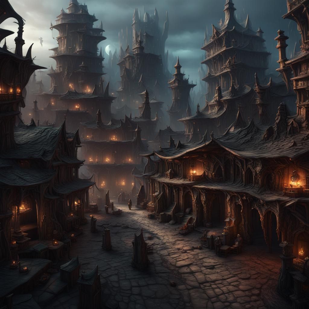 Creepy Shadow Marketplace in the Underworld