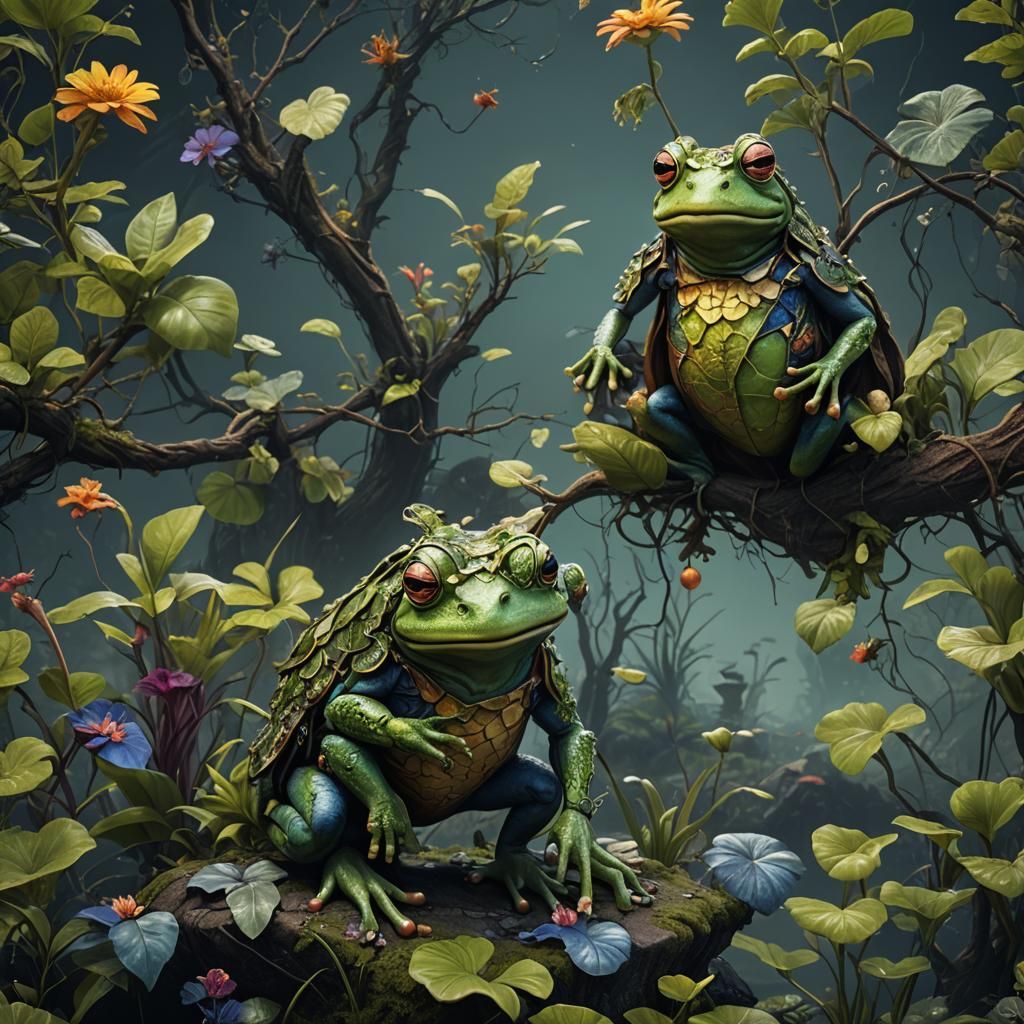 Detailed Matte Painting of a Frog Costume