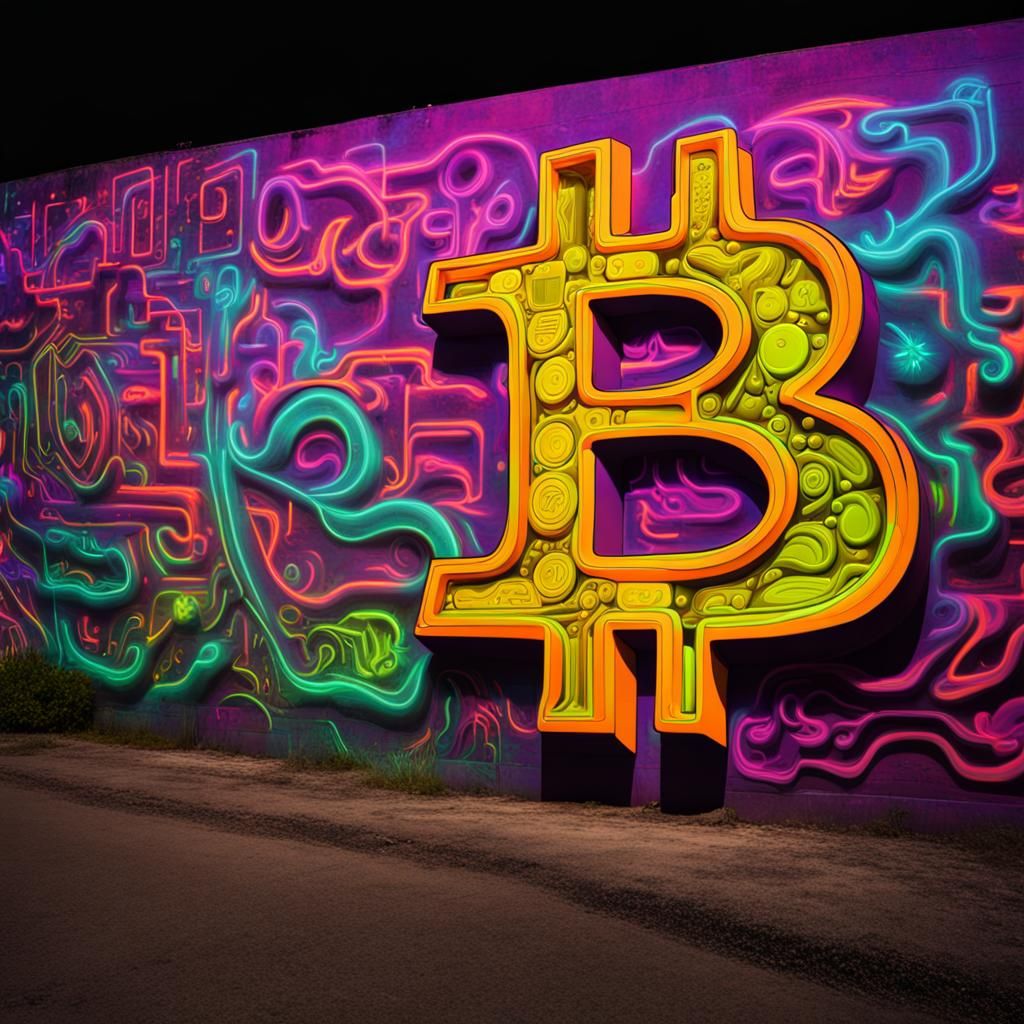 Neon Graffiti Bitcoin Art