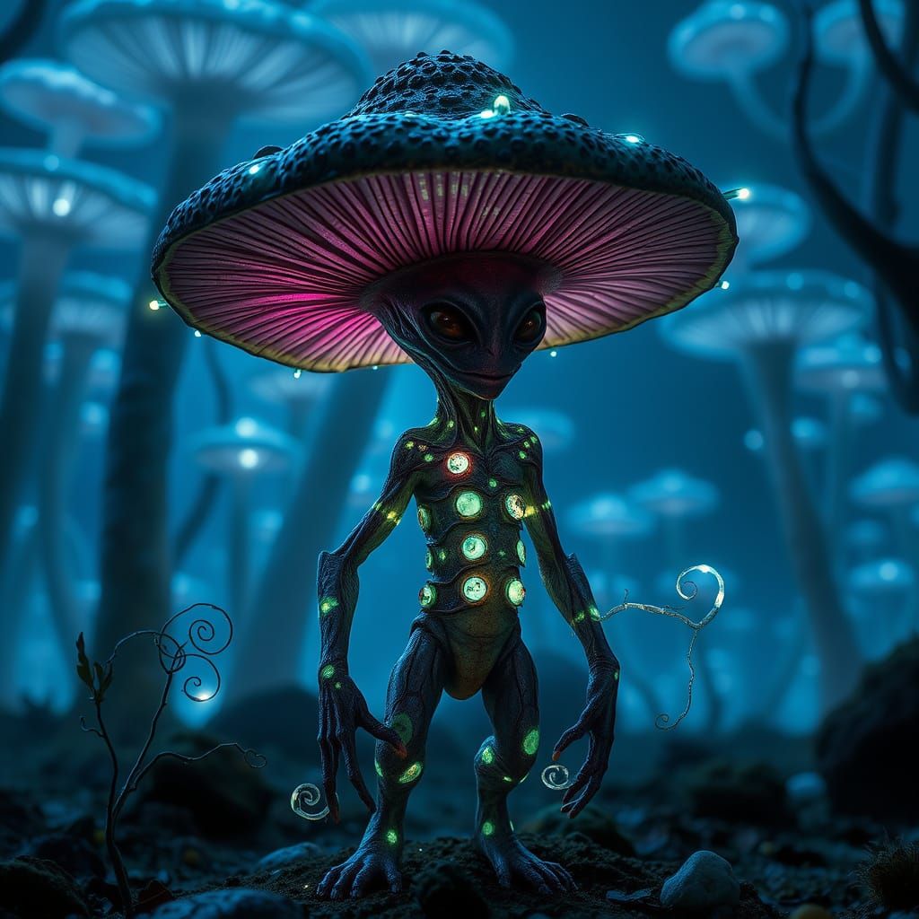 Ethereal Mushroom Alien in Alien Forest
