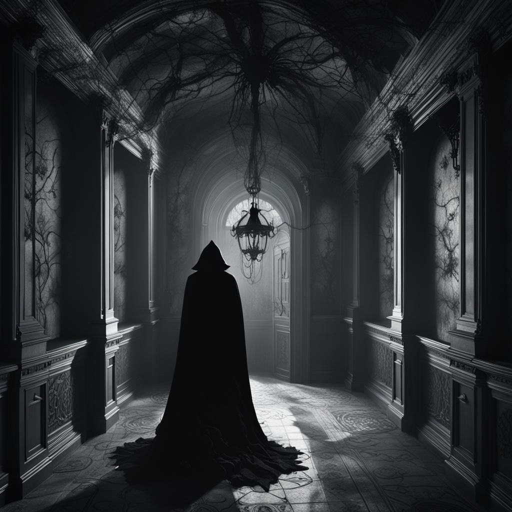 Victorian Demon in Dusty Mansion Hallway