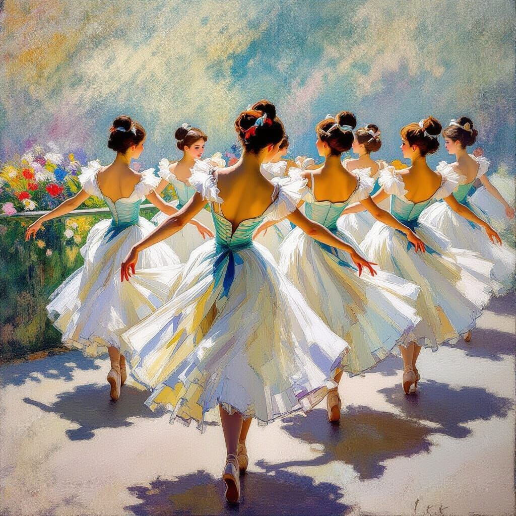 Elegant Dancers in Impressionistic Style