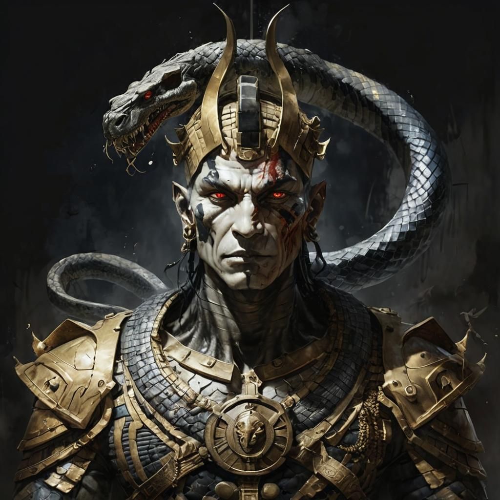 Apopis, Egyptian Chaos Serpent, Watercolor Portrait