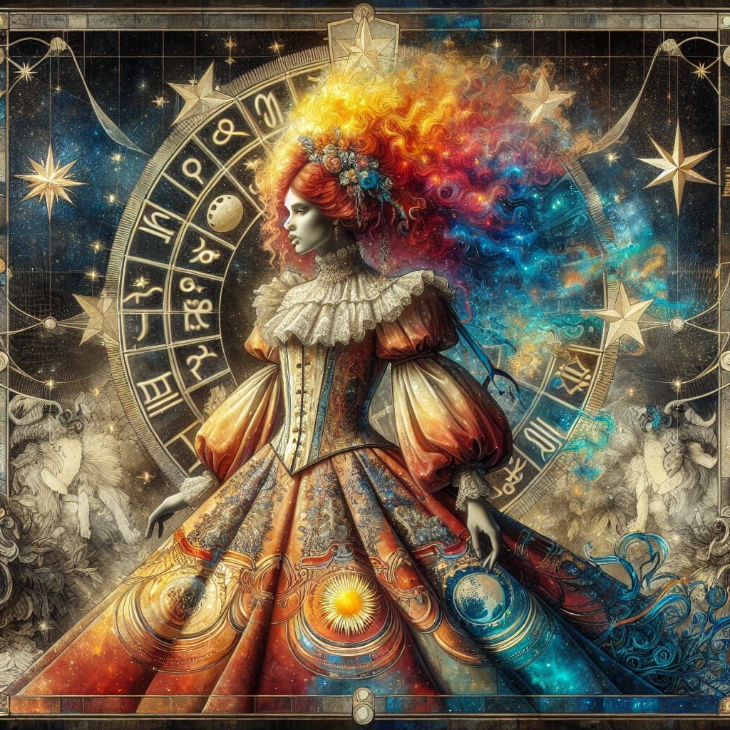 Victorian Lady with Zodiac Gown in 8k Resolution