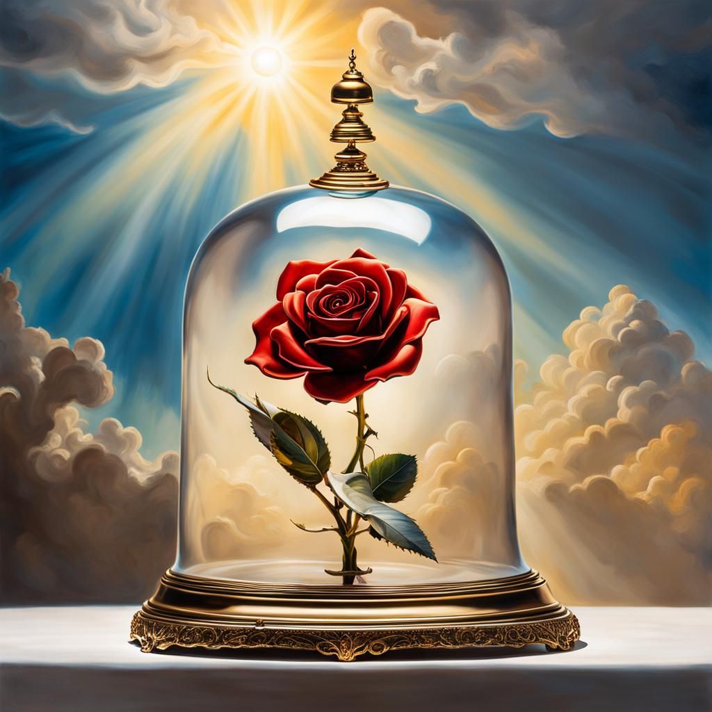 Little Prince Protects Rose: Surreal Watercolor Art