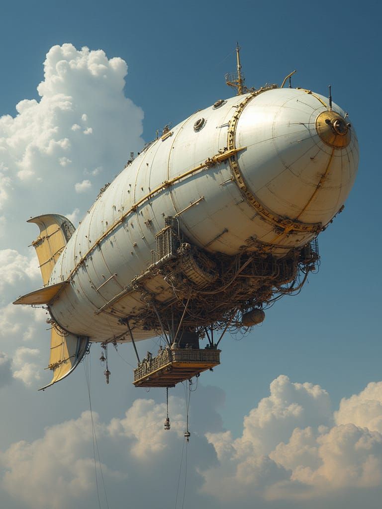 Mechanical Zeppelin Soars Through a Neon Xenon Sky