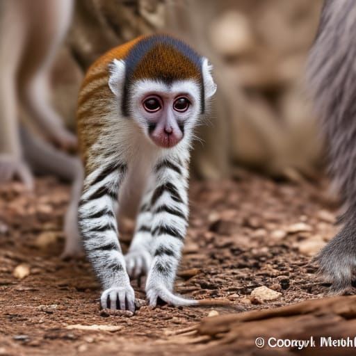 Genet Monkey Portrait in Forest Setting
