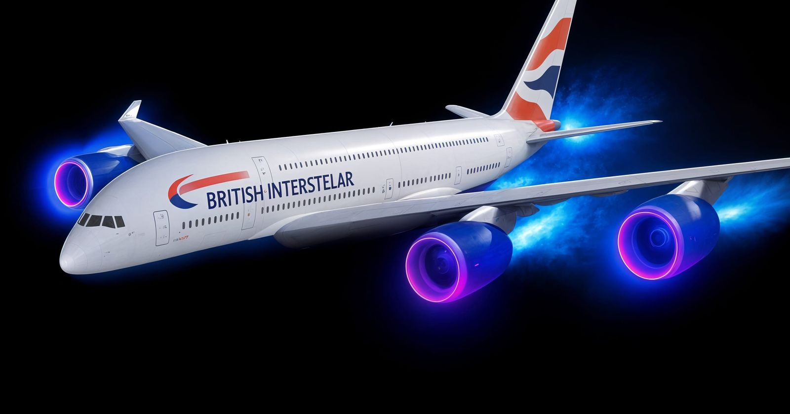 Interstellar Airbus A380 Spaceship with Blue Fusion Drive