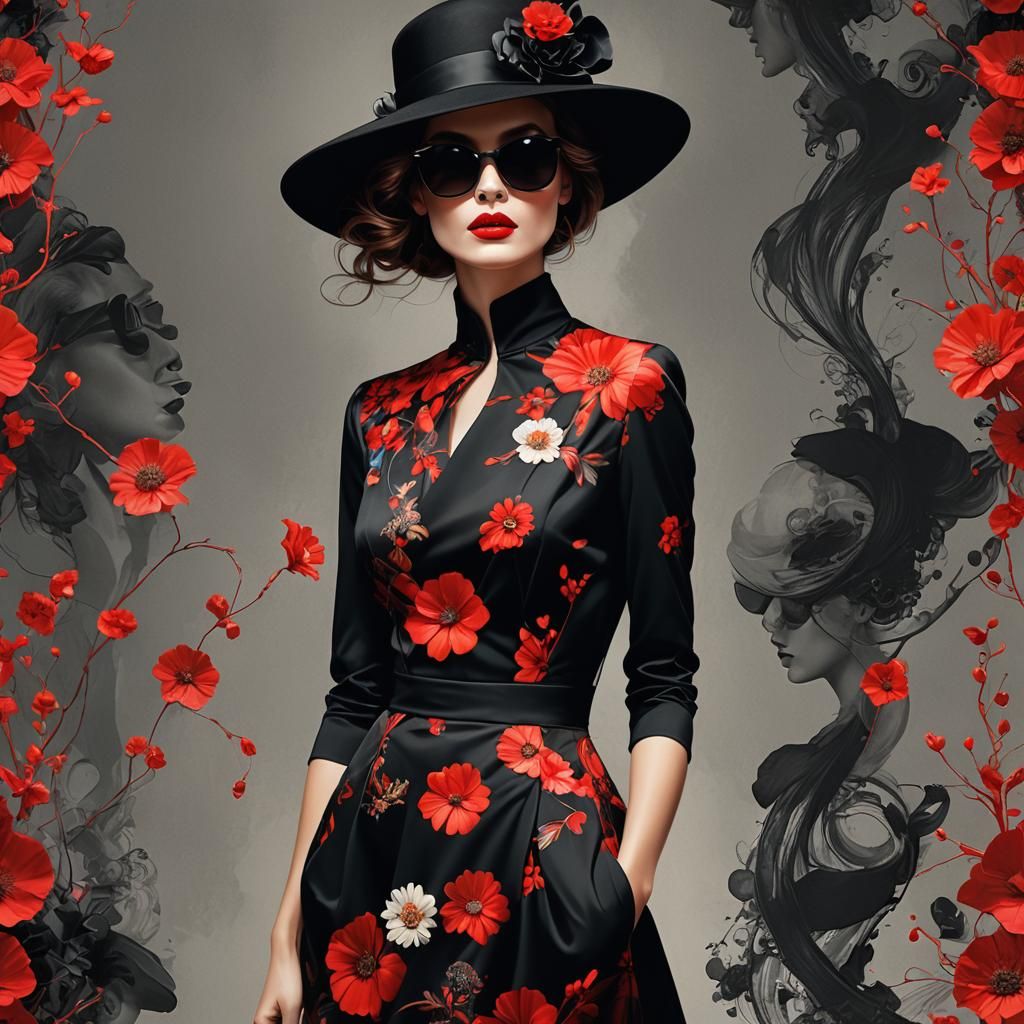 Alberto Seveso inspired digital painting of a fashion model