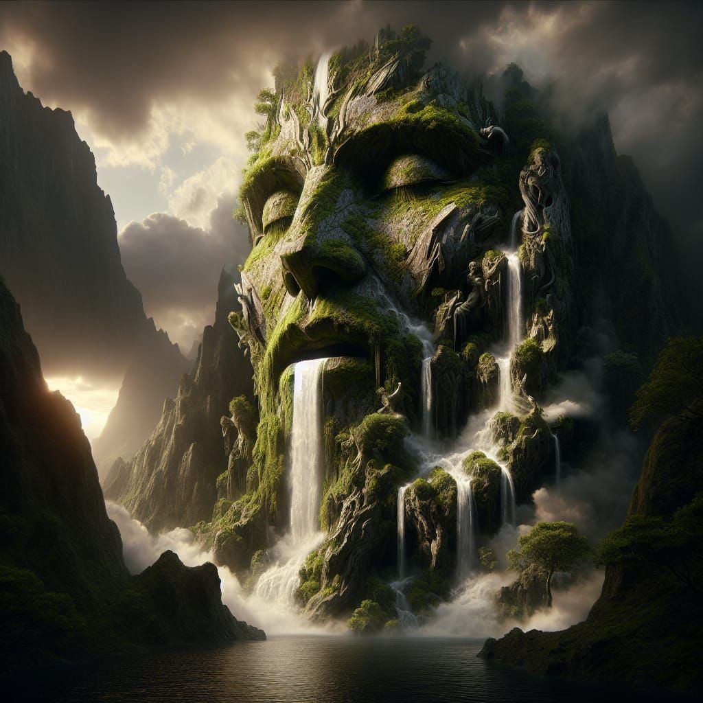 Great mountain waterfall