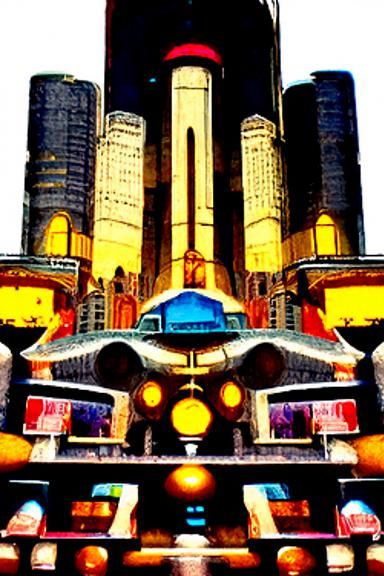 Dieselpunk City Street with Skyscrapers: Moebius Style