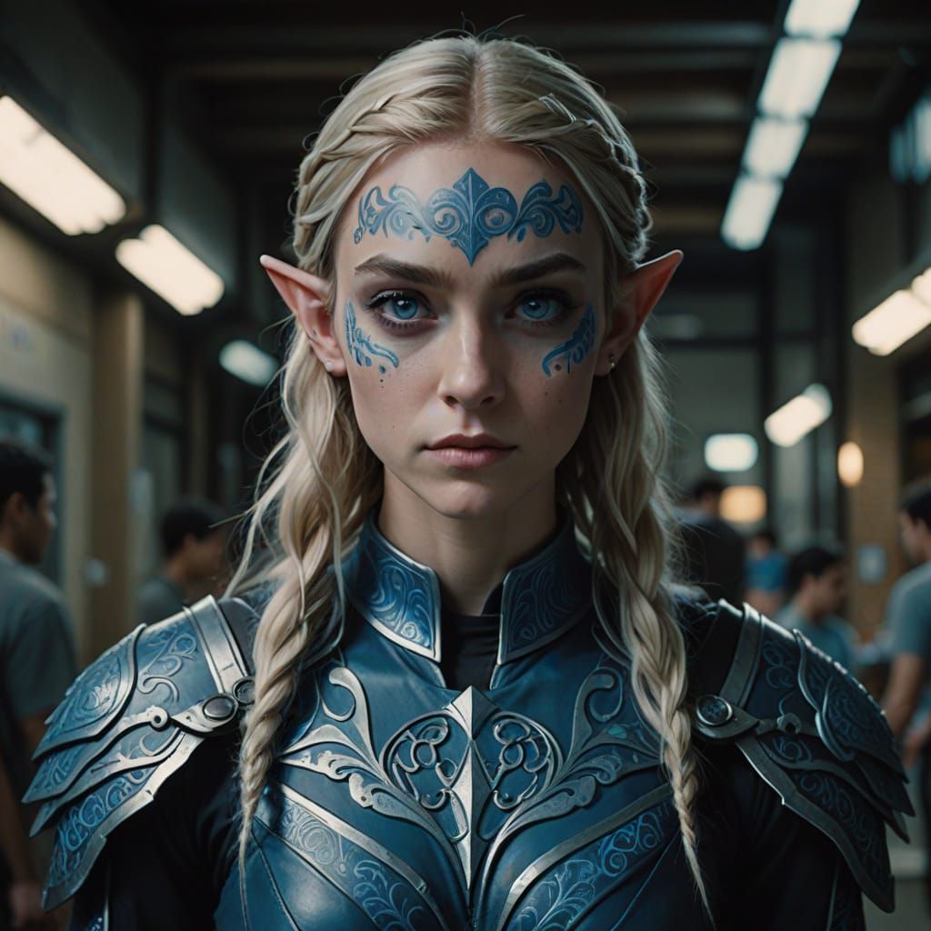 Elf Superheroine With Glowing Tattoo