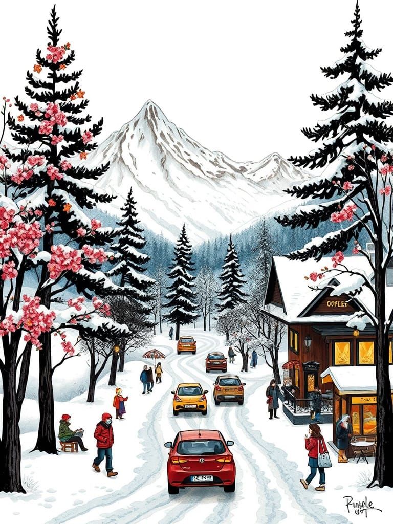 Whimsical Winter Wonderland in Vibrant Colors