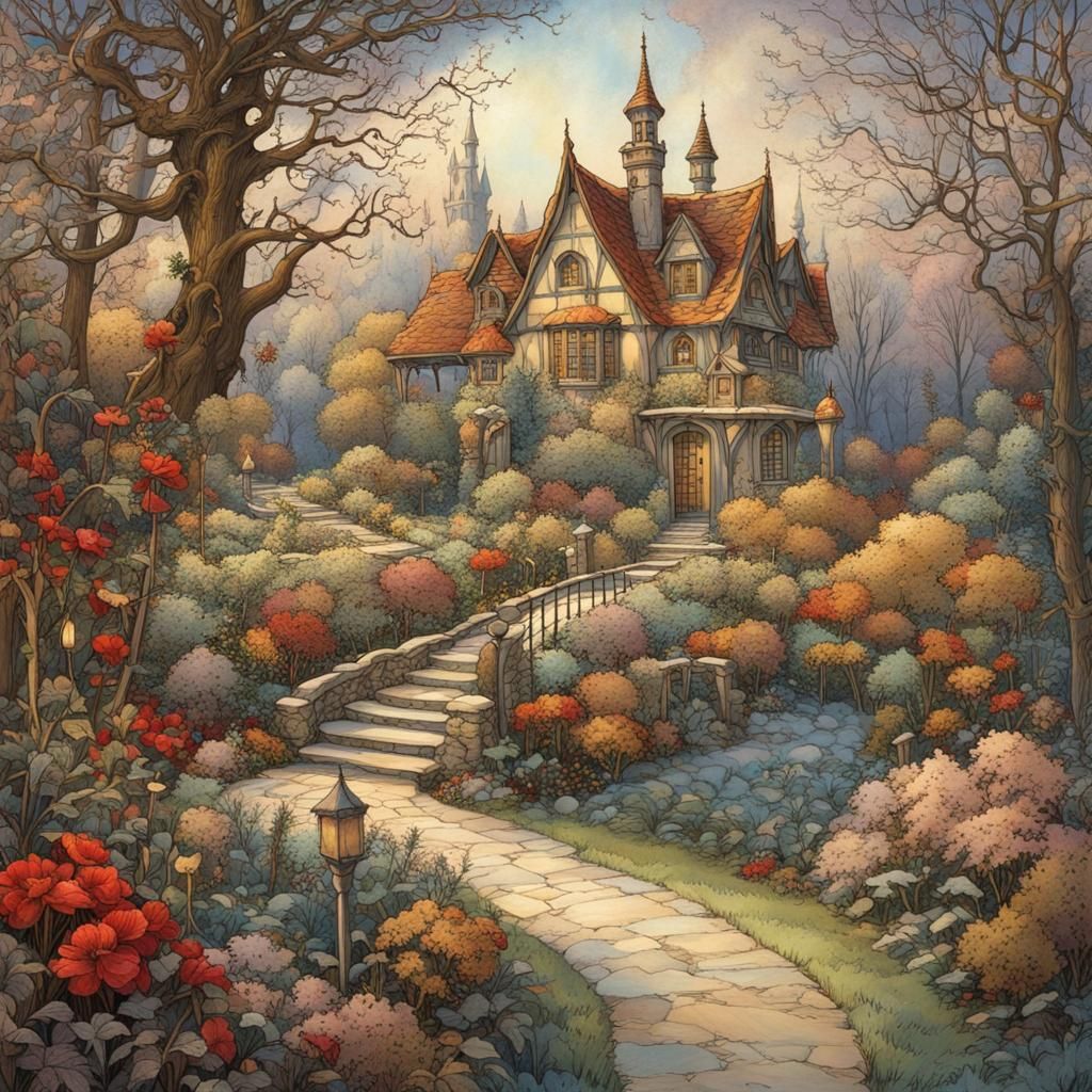 Fairytale Winter Garden in Rackham Style