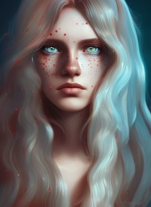 Hyperrealistic Portrait of a Girl with Wavy Hair