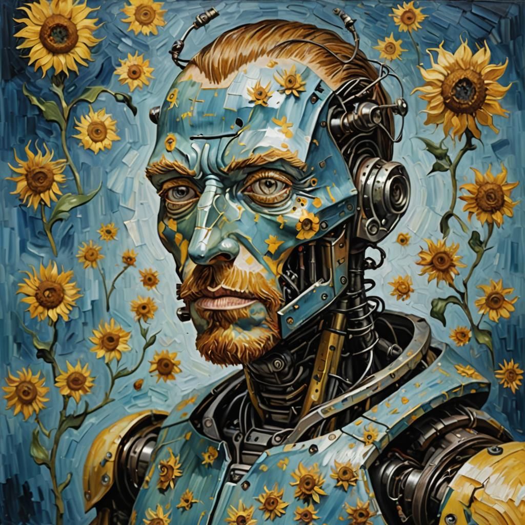 Robot Vincent Van Gogh: Matte Oil Portrait