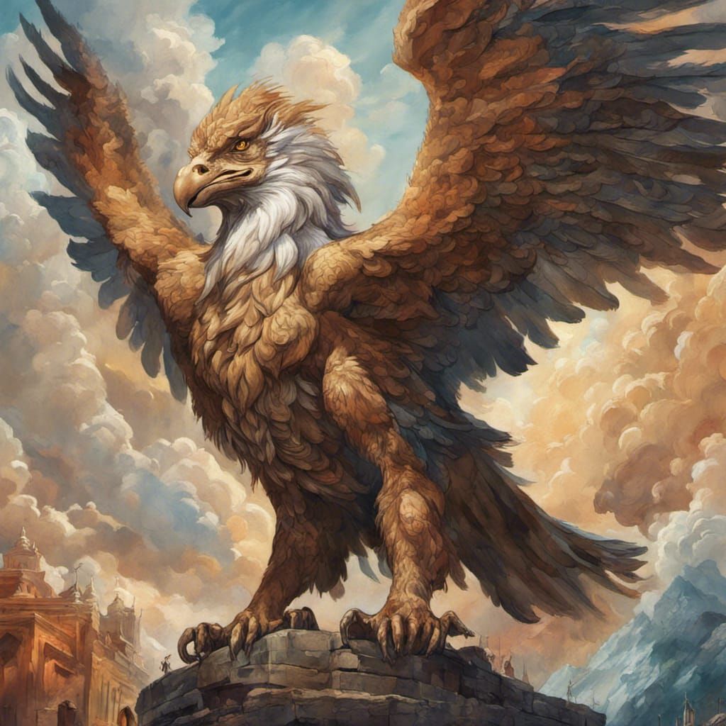 Griffin: Mythical Beast in Gouache Style