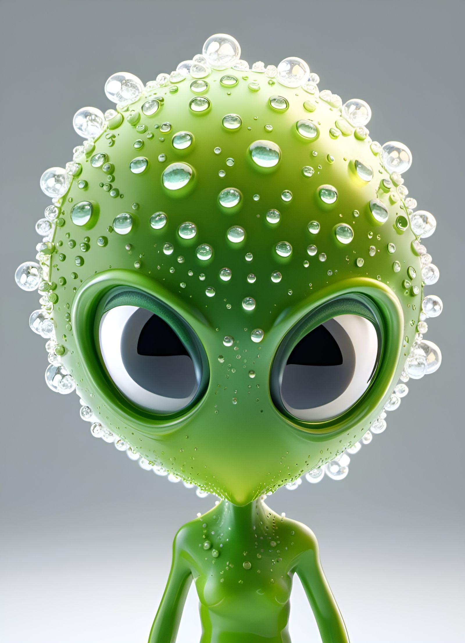 Glistening Green Alien Pixar-Style Character