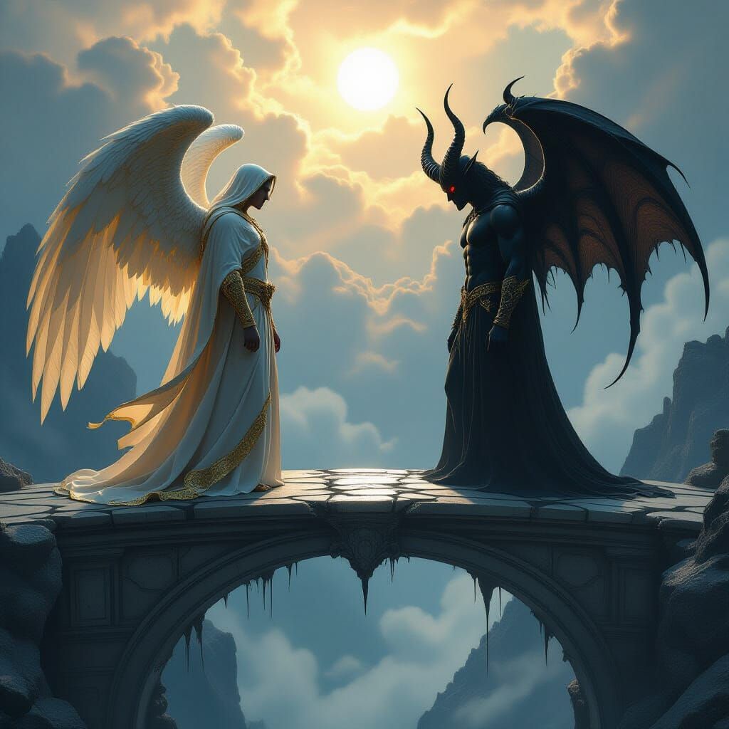 Angelic Confrontation on the Heaven-Hell Bridge