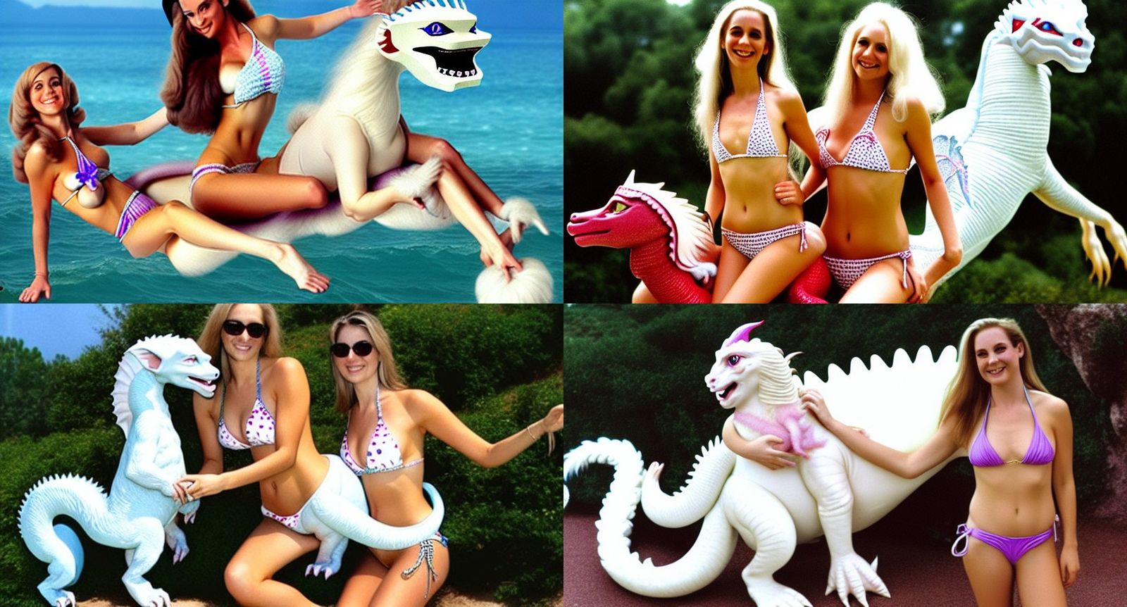 Woman Rides Falkor the Luck Dragon