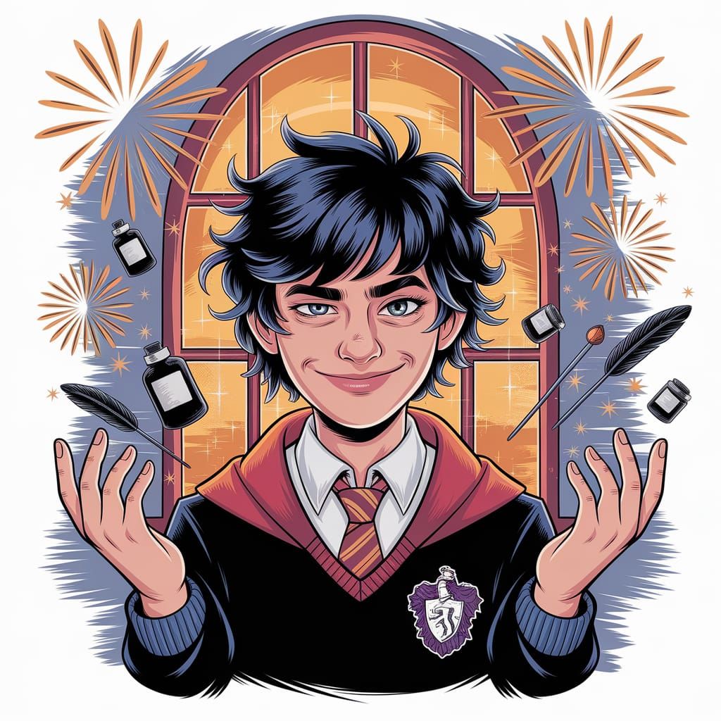 Whimsical Illustration of Sirius Black Causing Mischief