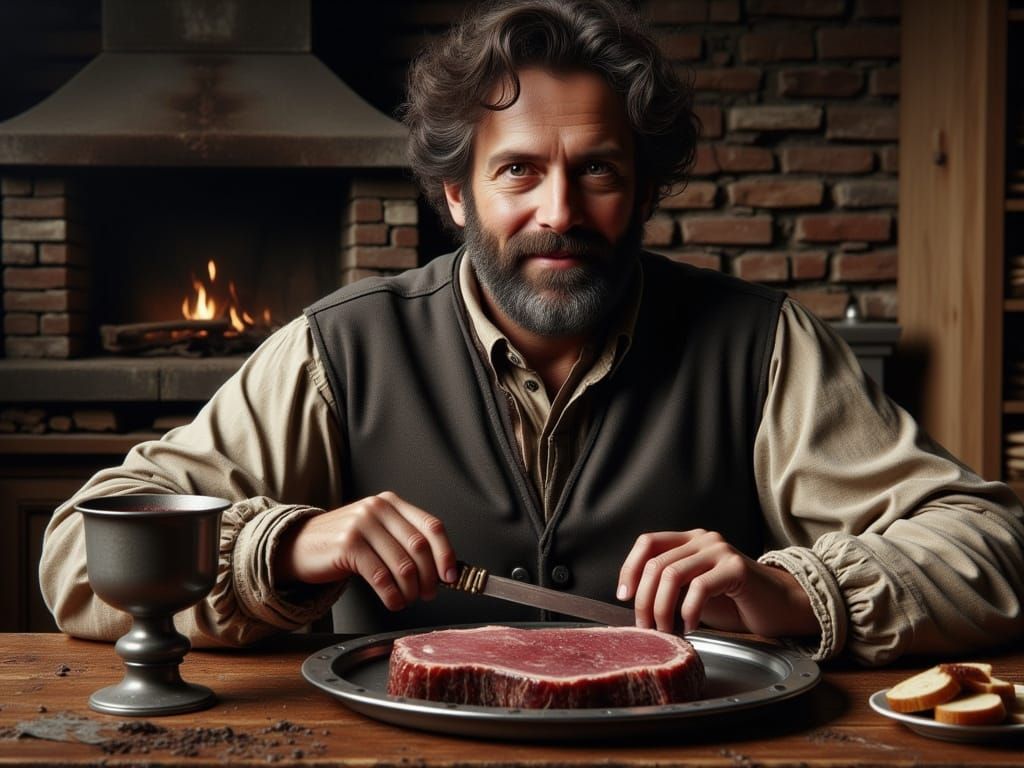 John Shakespeare at Breakfast, Renaissance Tapestry Style