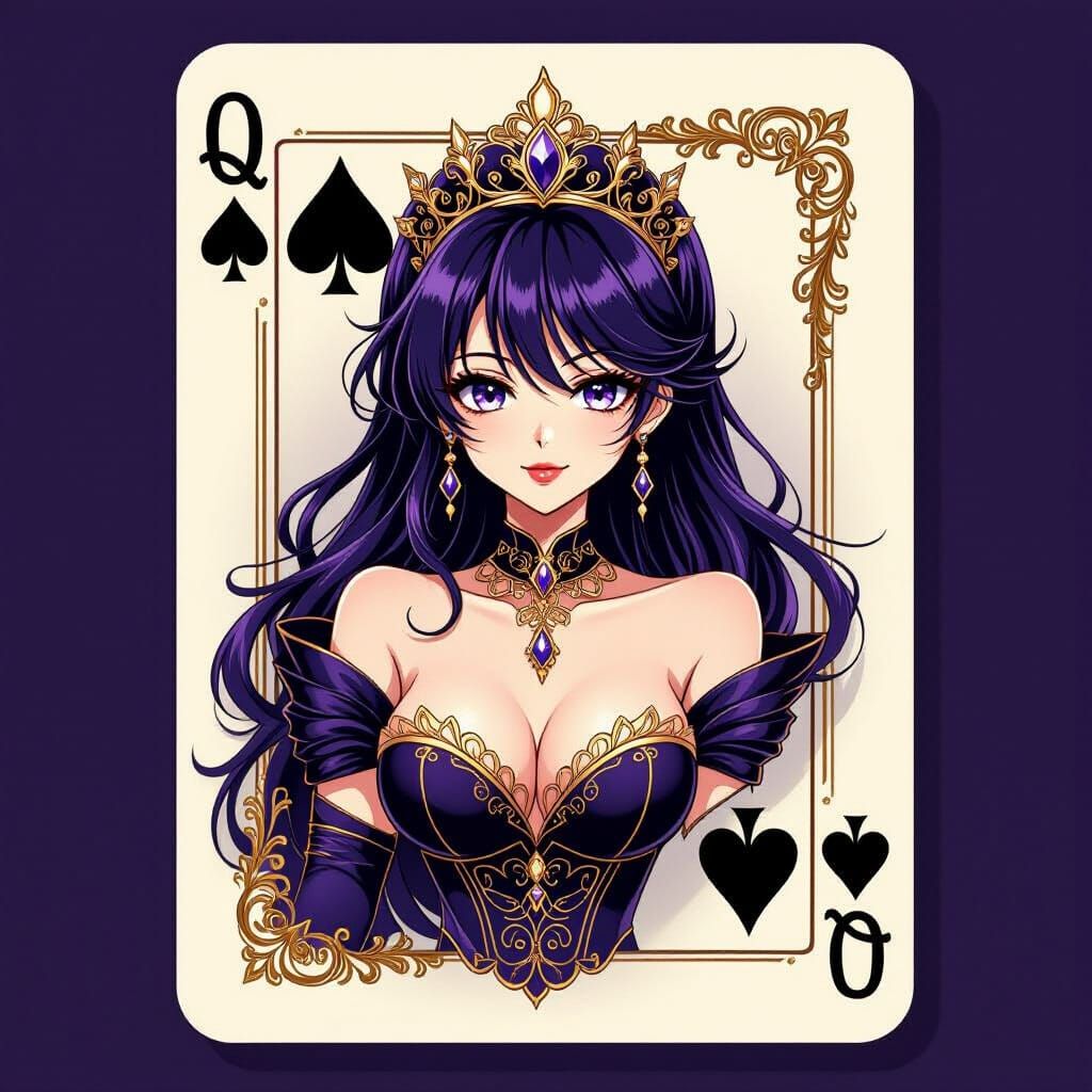 Chibified Anime Queen of Spades Card