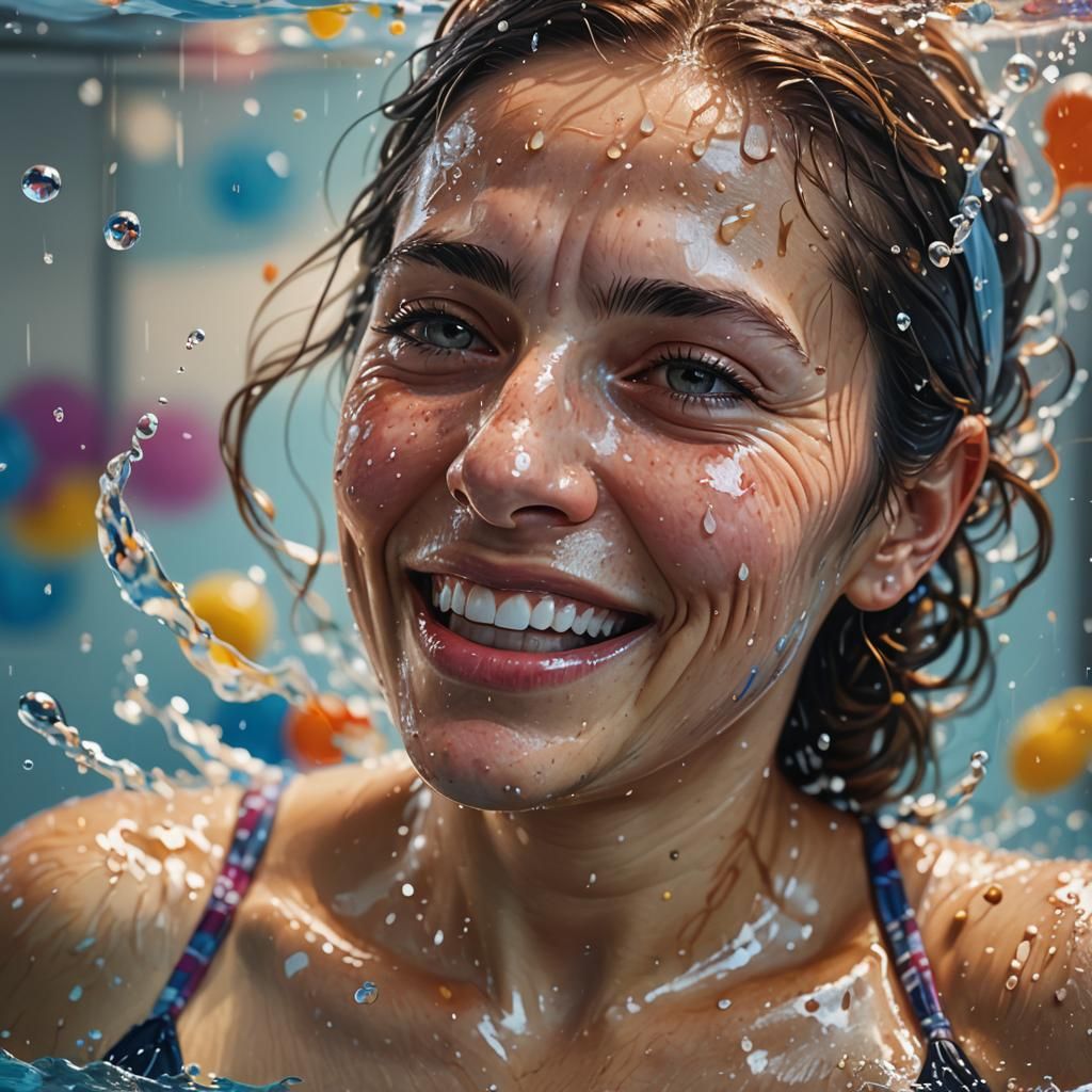 Radiant Mother Overjoyed After Childbirth: Splash Art