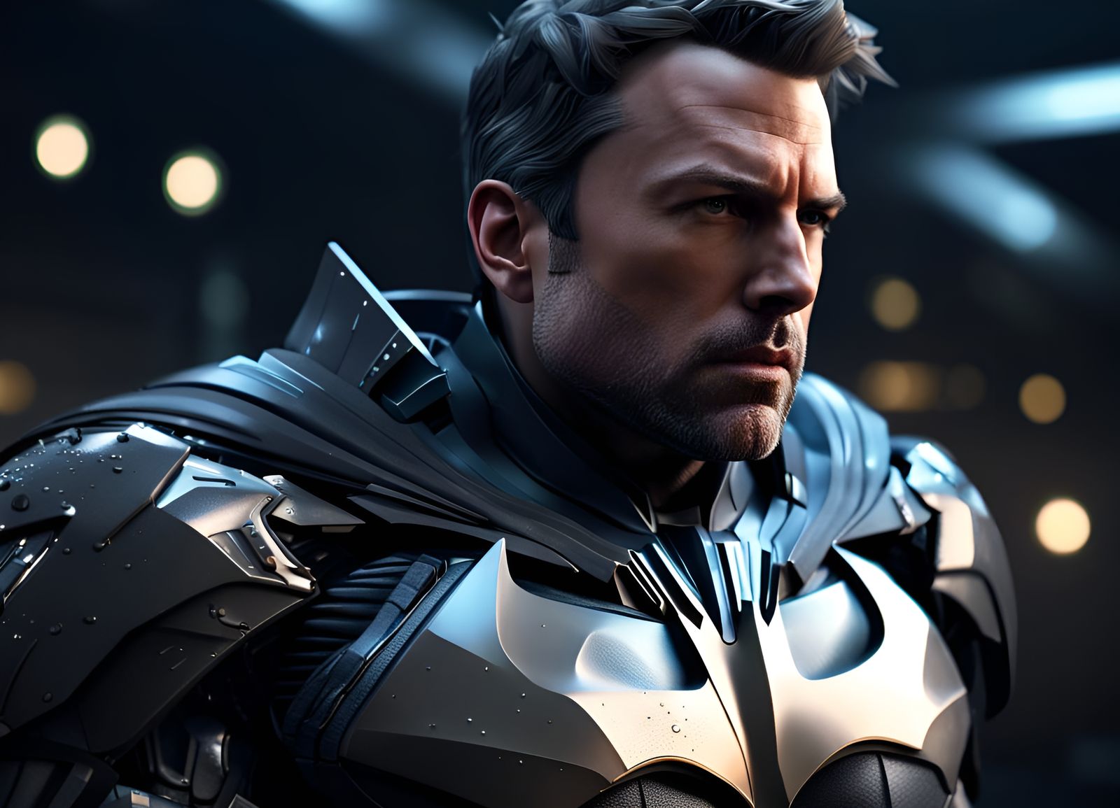 Futuristic Armored Batman Concept Art in Gritty Style