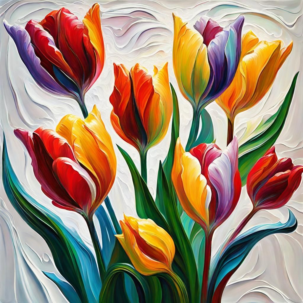 Textured Neon Tulips