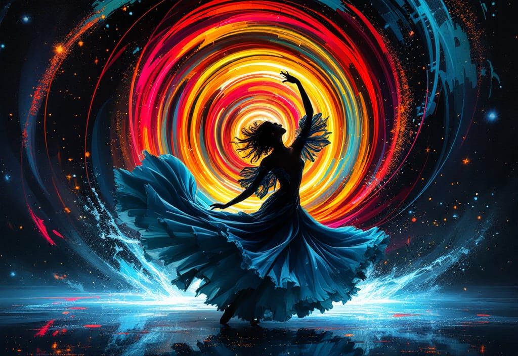 Flamenco Dancer in Vortex: Pop Art Screen Print