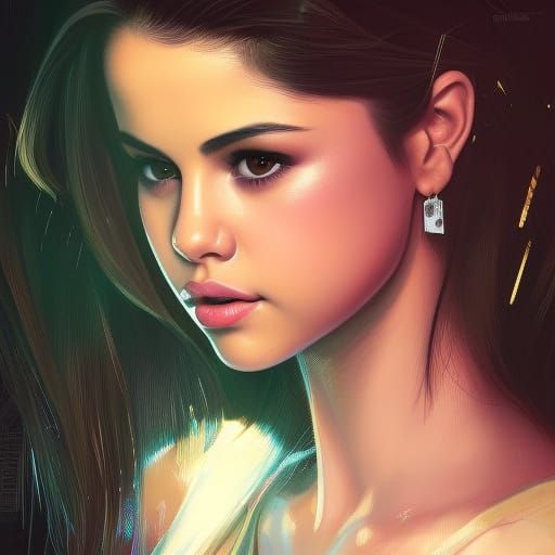 Selena Gomez Portrait in Artstation Style