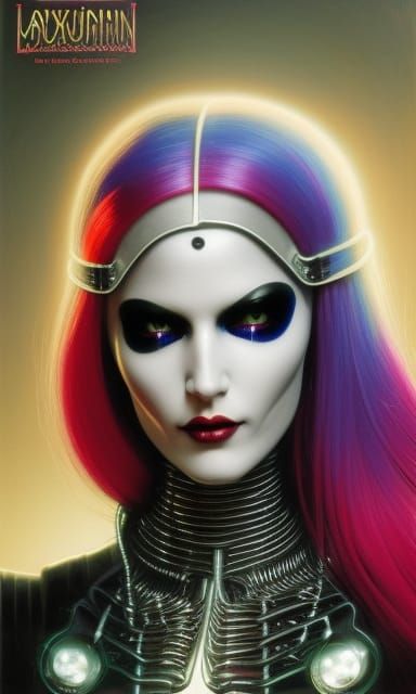 Cyberpunk Nun with Neon Hair in Surreal Style