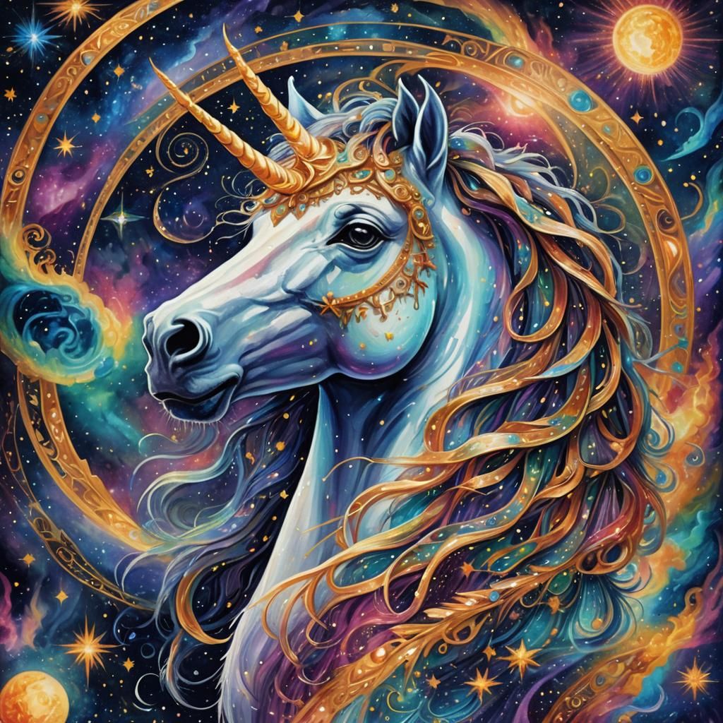 Astral Portrait: Seeker in Cosmic Dreamscape