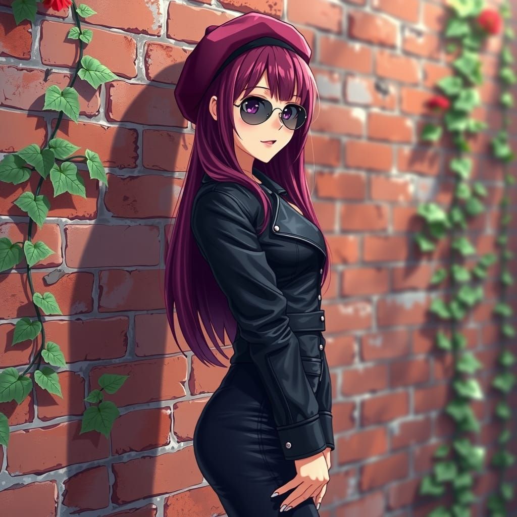 Anime Woman in Beret, Digital Art Style