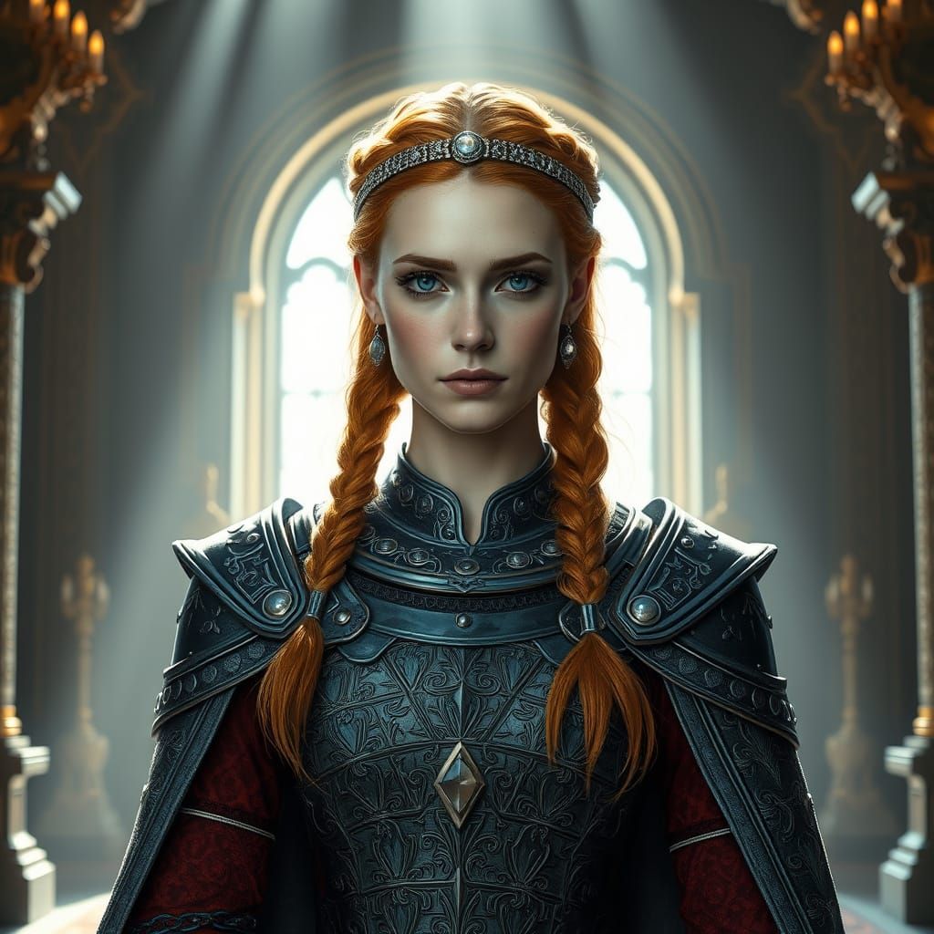 Hestra Thorne: Half-Altmer in Alphonse Mucha Style