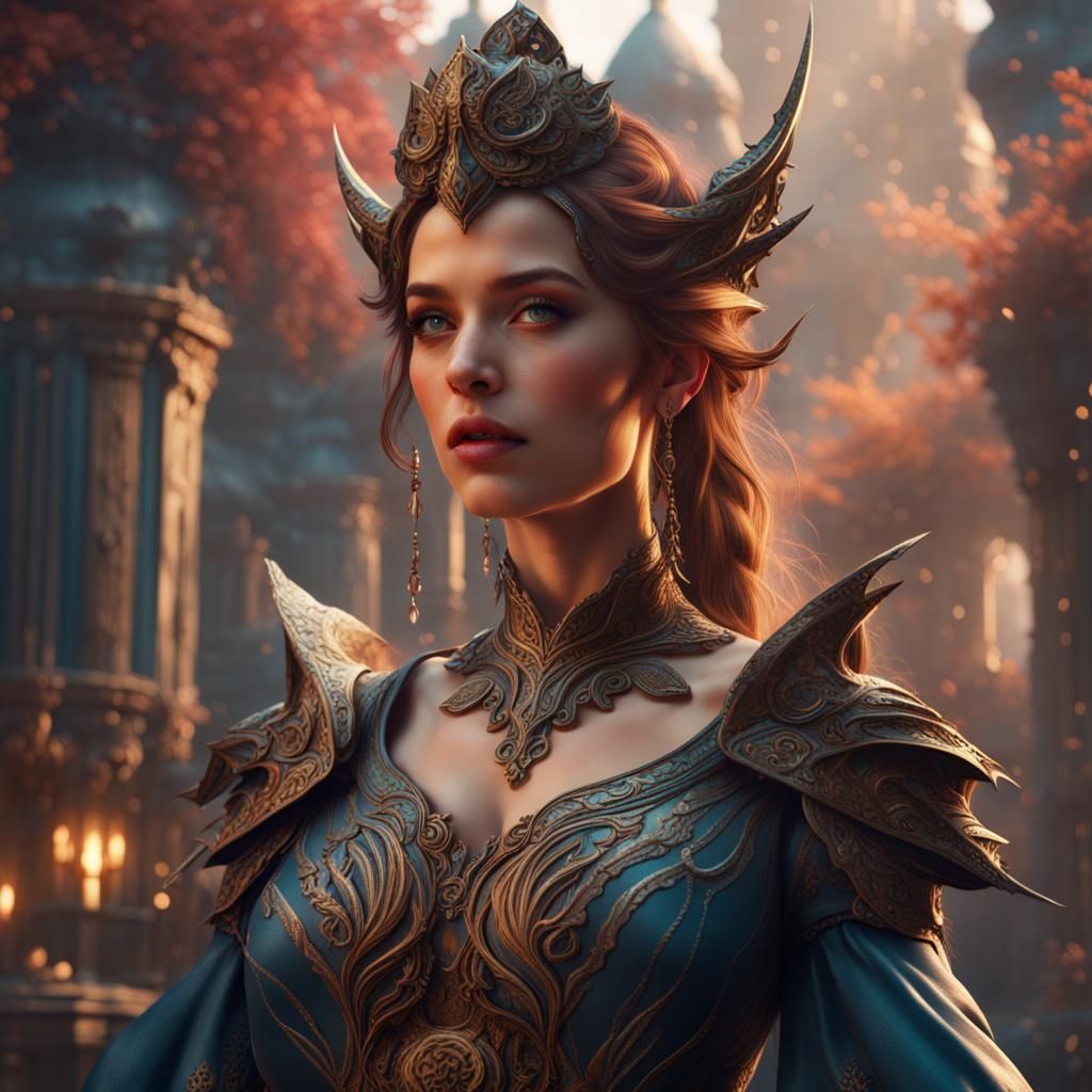 Beautiful Woman in Detailed Fantasy Art