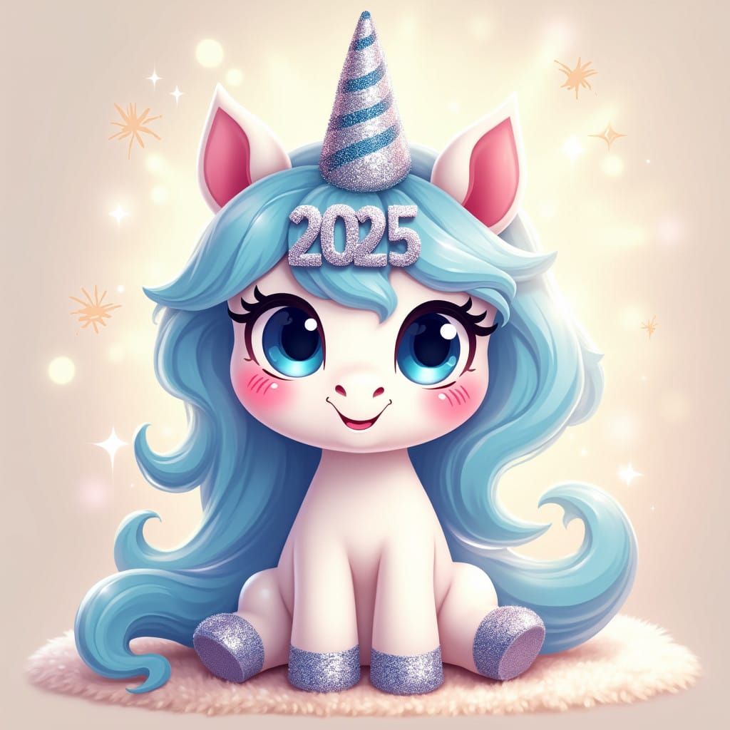 Festive Unicorn Goddess with Sparkling Horn and Hooves